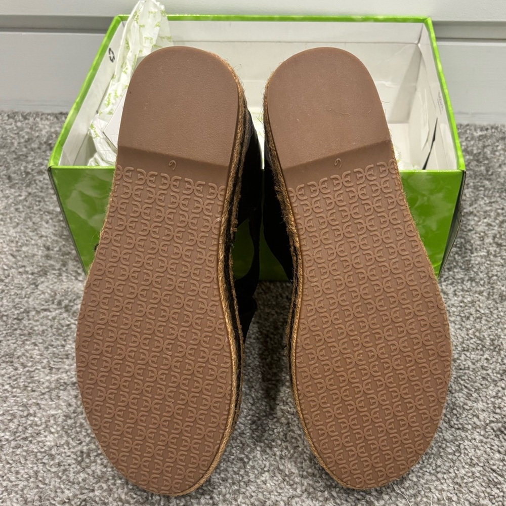 NIB SAM EDELMAN Aisling Black Leather Espadrille Platform Sandals Sz6 - Picture 9 of 11